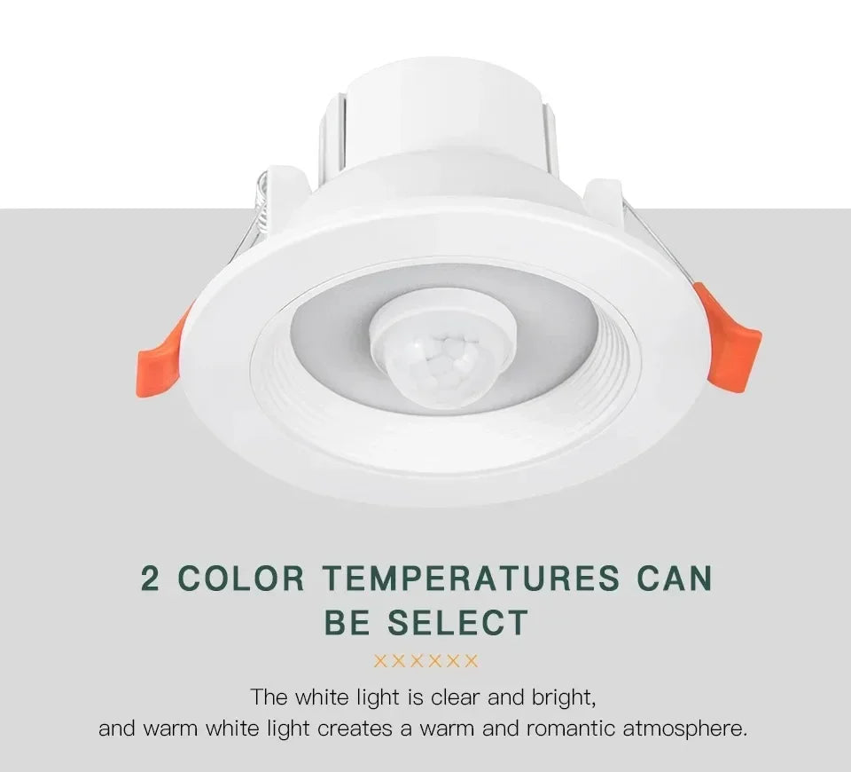 Recessed LED Downlight with Motion Sensor 5W–20W – Energy Saving Ceiling Spotlight