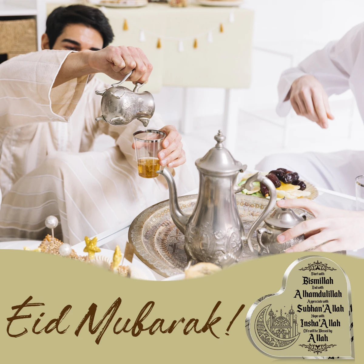 Eid Mubarak Acrylic Desktop Ornament – Islamic Ramadan Home & Office Decoration