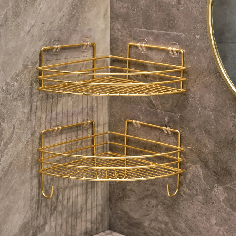 Bathroom Corner Shower Storage Rack – Wall Mounted Triangle Shelf