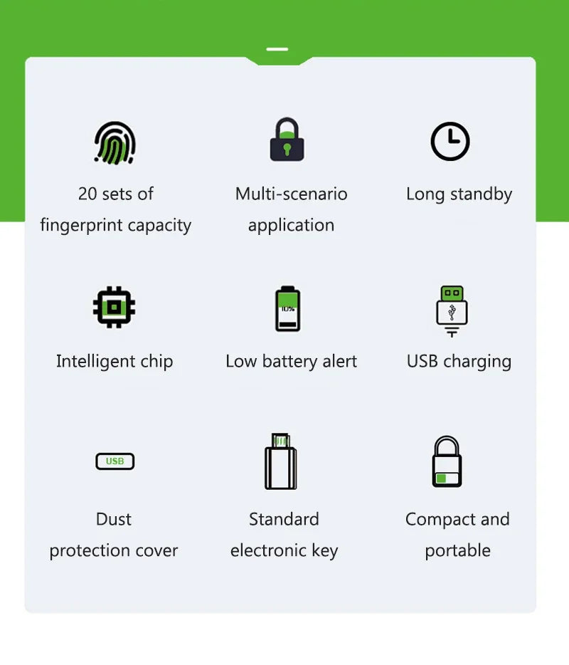 Tuya Smart Fingerprint Padlock - 20 Prints, USB Rechargeable
