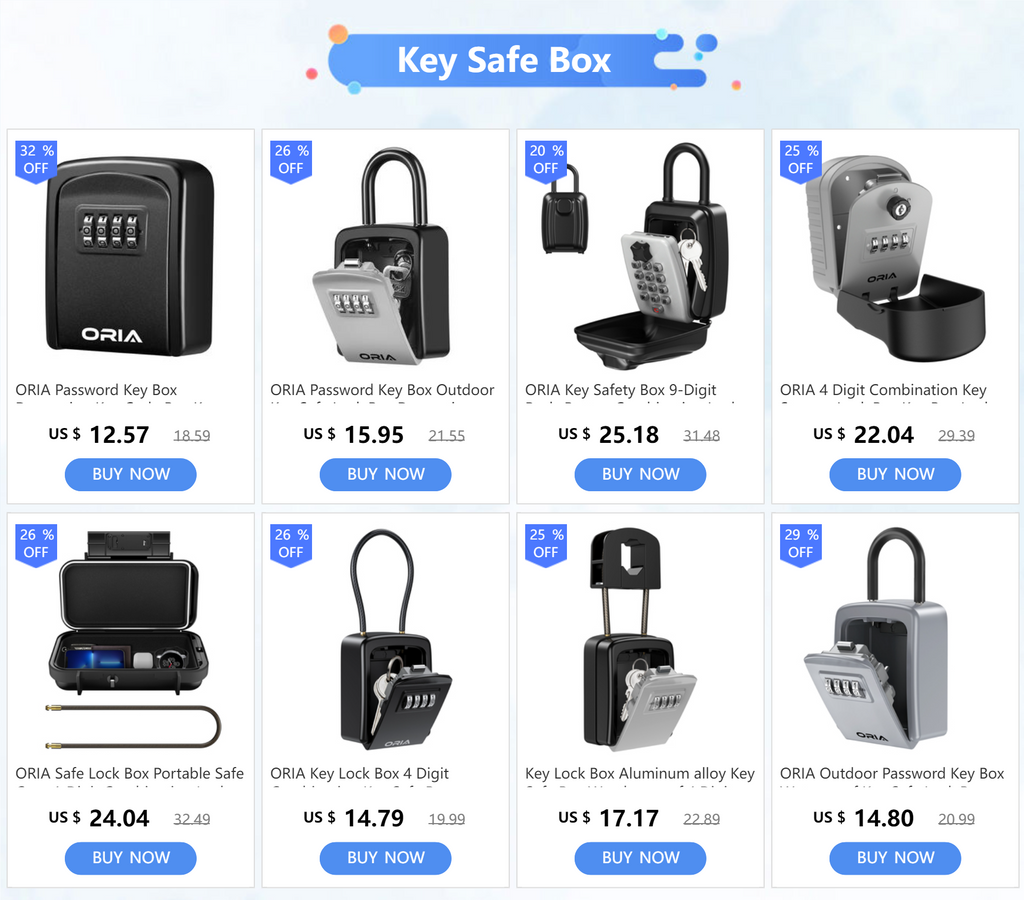 Portable Safe Lock Box with 4-Digit Combination & Rope