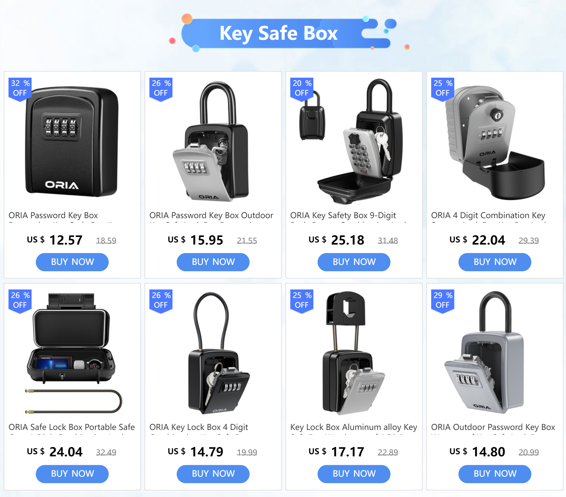 Portable Safe Lock Box with 4-Digit Combination & Rope