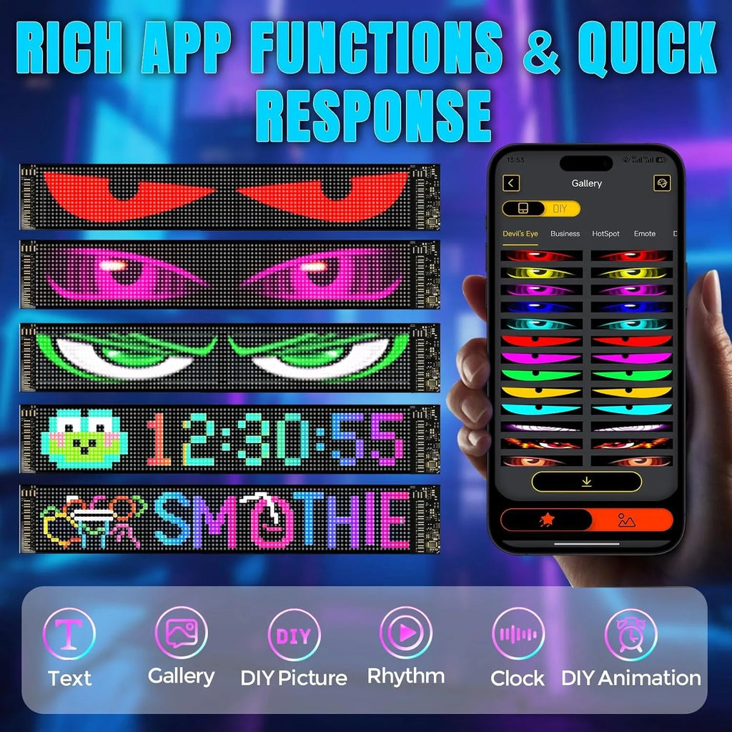 Smart RGB Flexible LED Car Rear Window Display – Bluetooth App Controlled