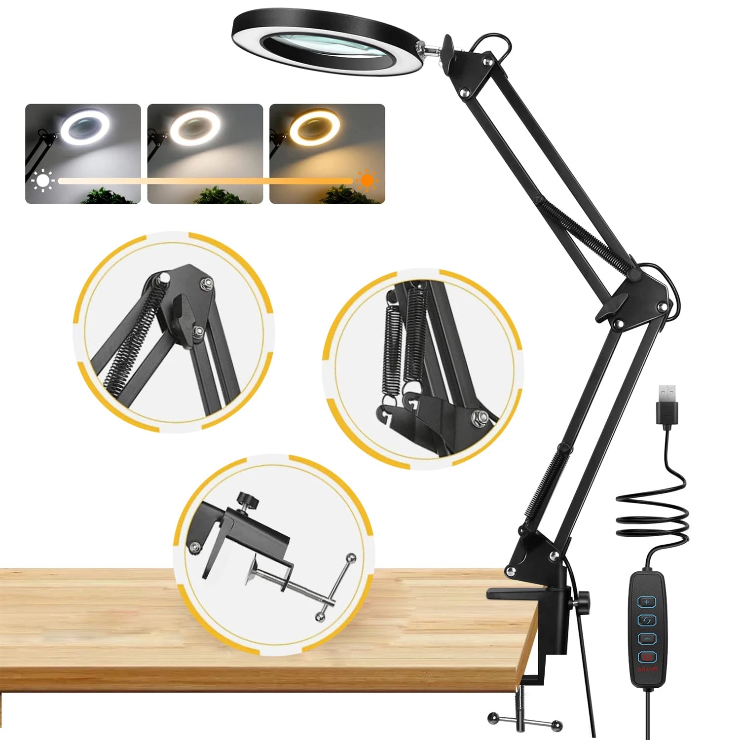 5X LED Magnifying Lamp with Clamp – 3 Colour Modes for Skincare, Soldering & Repair
