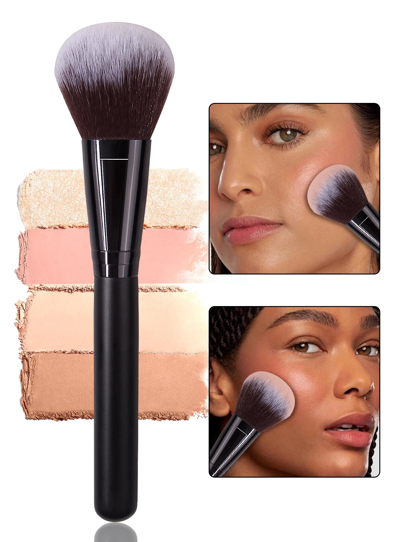 Professional Soft Powder Blush Makeup Brush – Black Wood Handle
