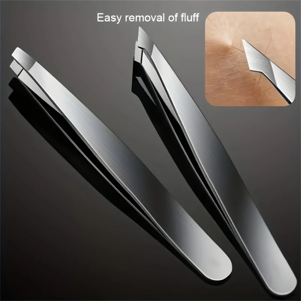 Stainless Steel Eyebrow Tweezers Set – Slant & Pointed Tip