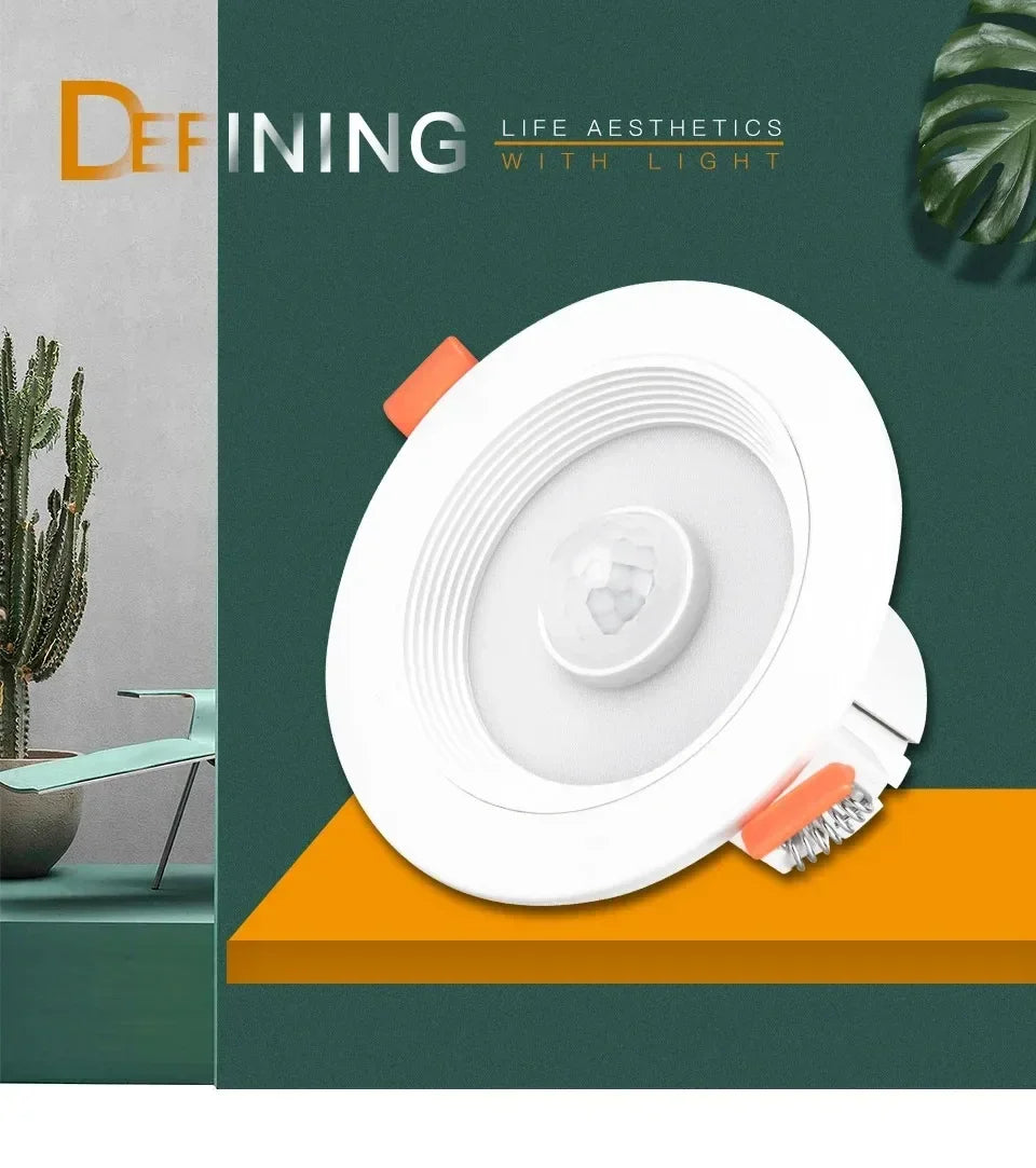 Recessed LED Downlight with Motion Sensor 5W–20W – Energy Saving Ceiling Spotlight
