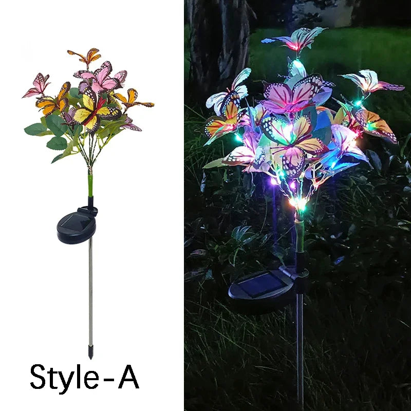 Solar Butterfly & Sunflower LED Garden Lawn Lamp – Colourful Landscape Light