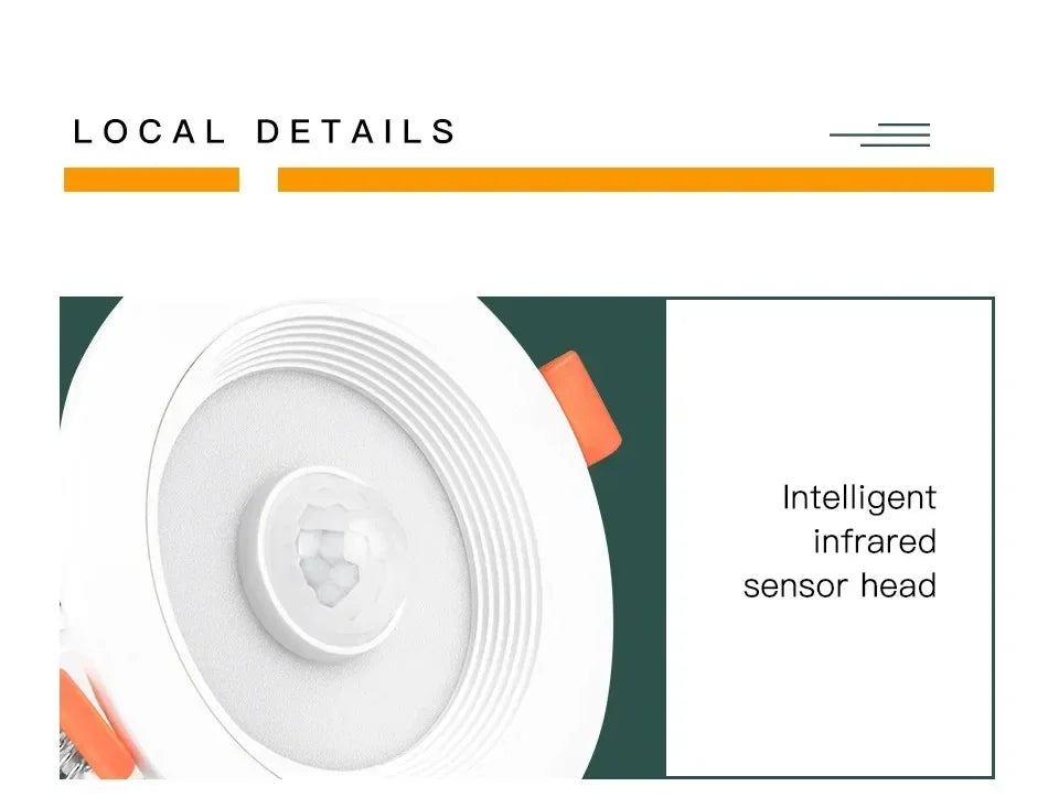 Recessed LED Downlight with Motion Sensor 5W–20W – Energy Saving Ceiling Spotlight