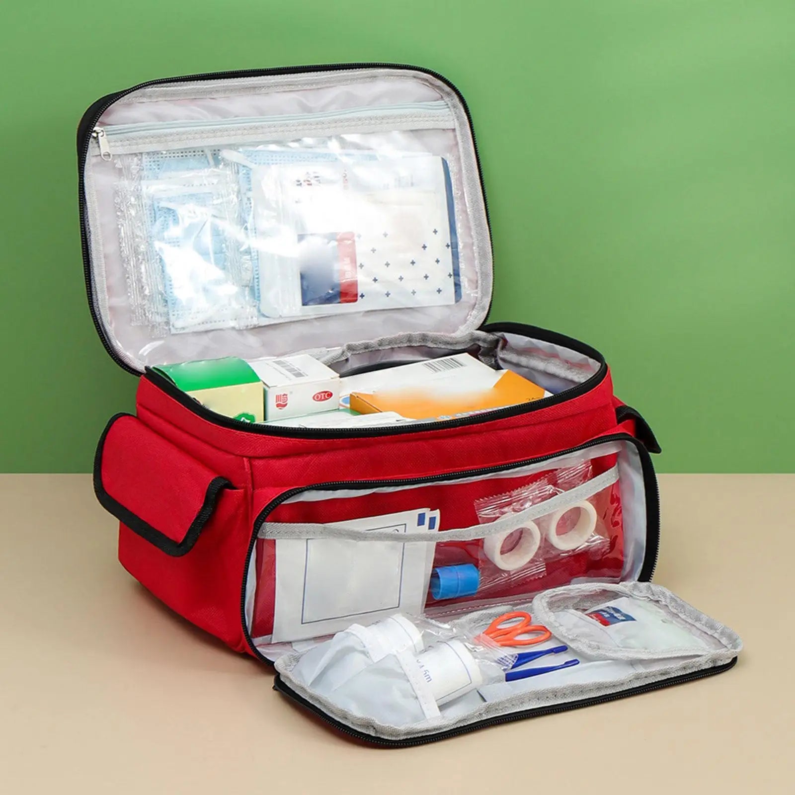 Portable First Aid Bag - Empty Emergency Supplies Pouch for Travel, Gym & Outdoors