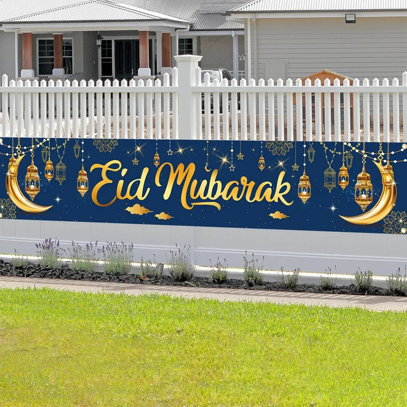 Eid Mubarak Outdoor Banner Flag – Ramadan Kareem Home & Party Decoration