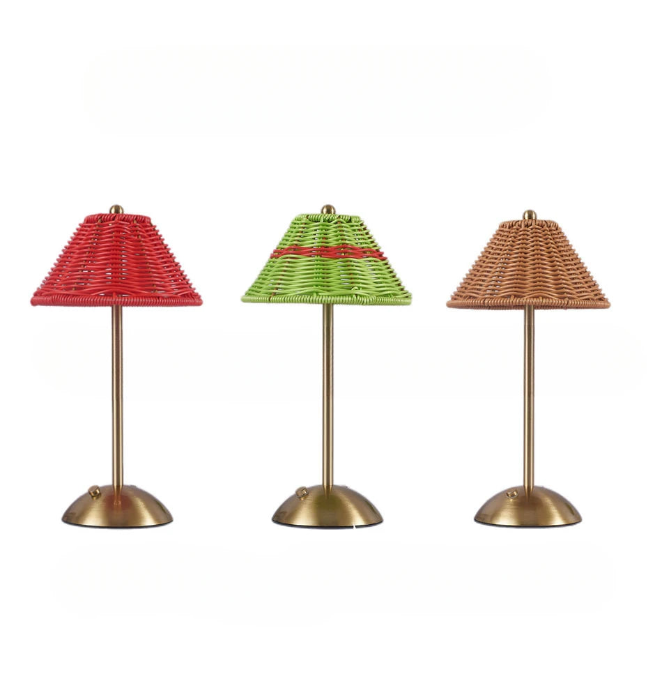 LED Rattan Rechargeable Retro Desk Lamp – Southeast Asian Style Atmosphere Light