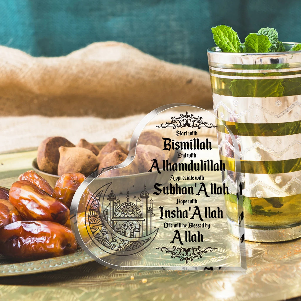 Eid Mubarak Acrylic Desktop Ornament – Islamic Ramadan Home & Office Decoration