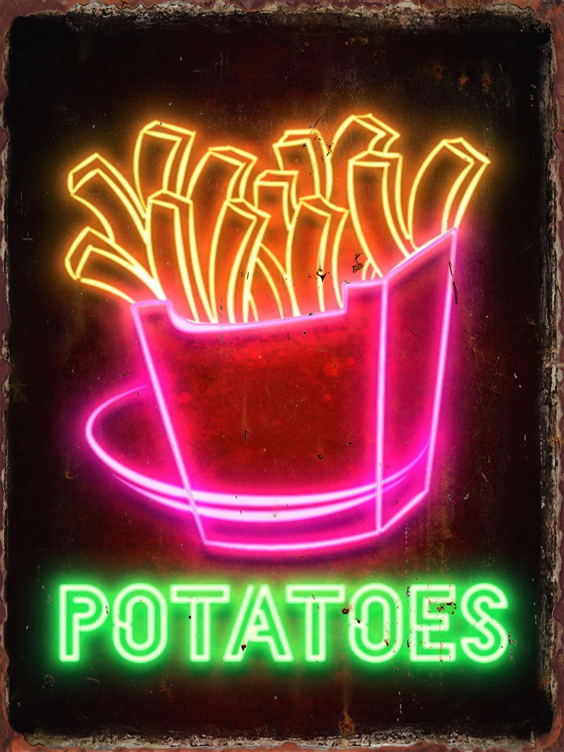 Vintage Neon Food Metal Tin Sign – Restaurant, Bar & Club Wall Decor Plaque