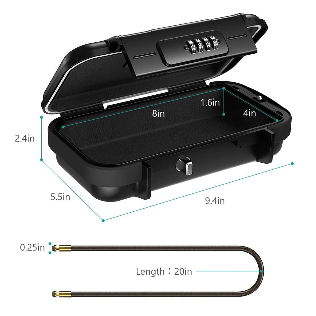 Portable Safe Lock Box with 4-Digit Combination & Rope