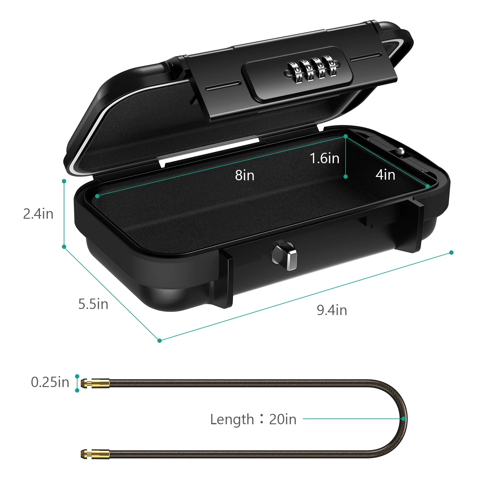 Portable Safe Lock Box with 4-Digit Combination & Rope