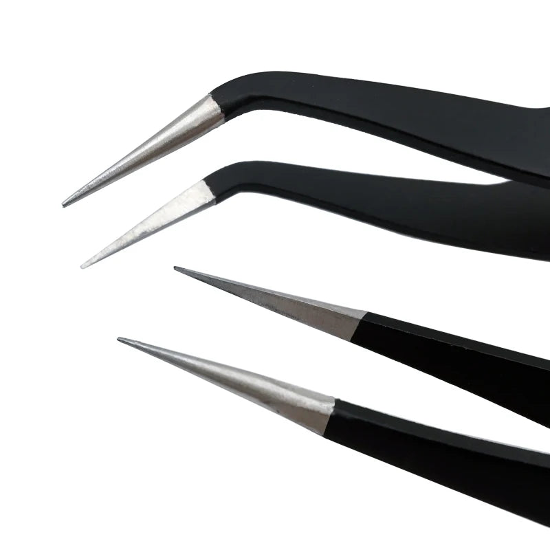 Professional Eyelash Extension Tweezers with Fiber Tips