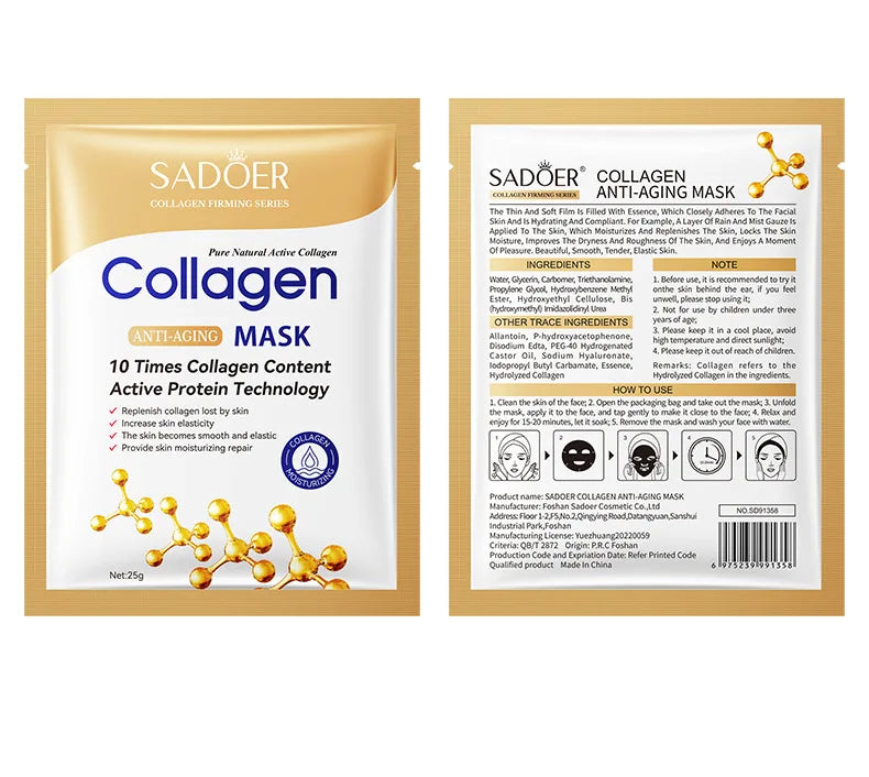 Collagen Face Masks – Moisturising & Firming (10 Pack)