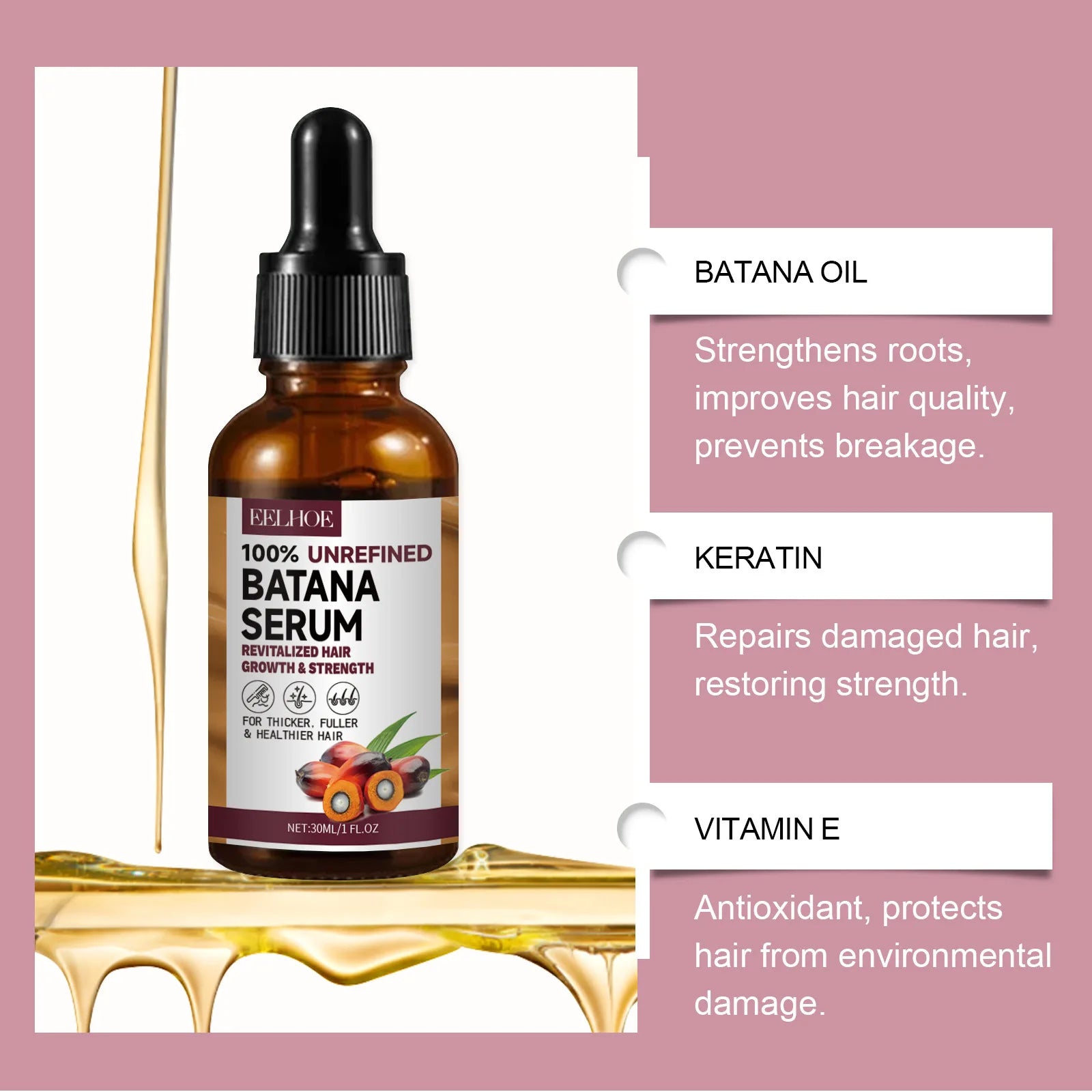 EELHOE Batana Oil Shampoo & Conditioner – Anti-Frizz, Nourishing & Hair Growth