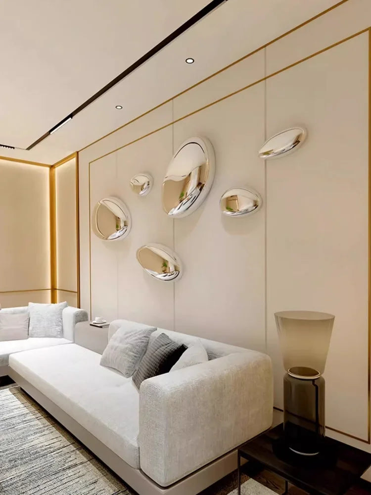 Water Drop Pebble Wall Art – Imitation Stainless Steel Living Room Decoration