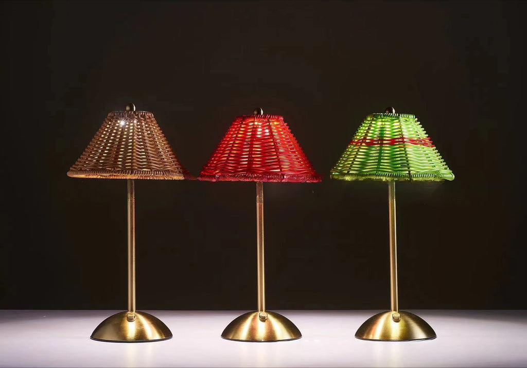 LED Rattan Rechargeable Retro Desk Lamp – Southeast Asian Style Atmosphere Light