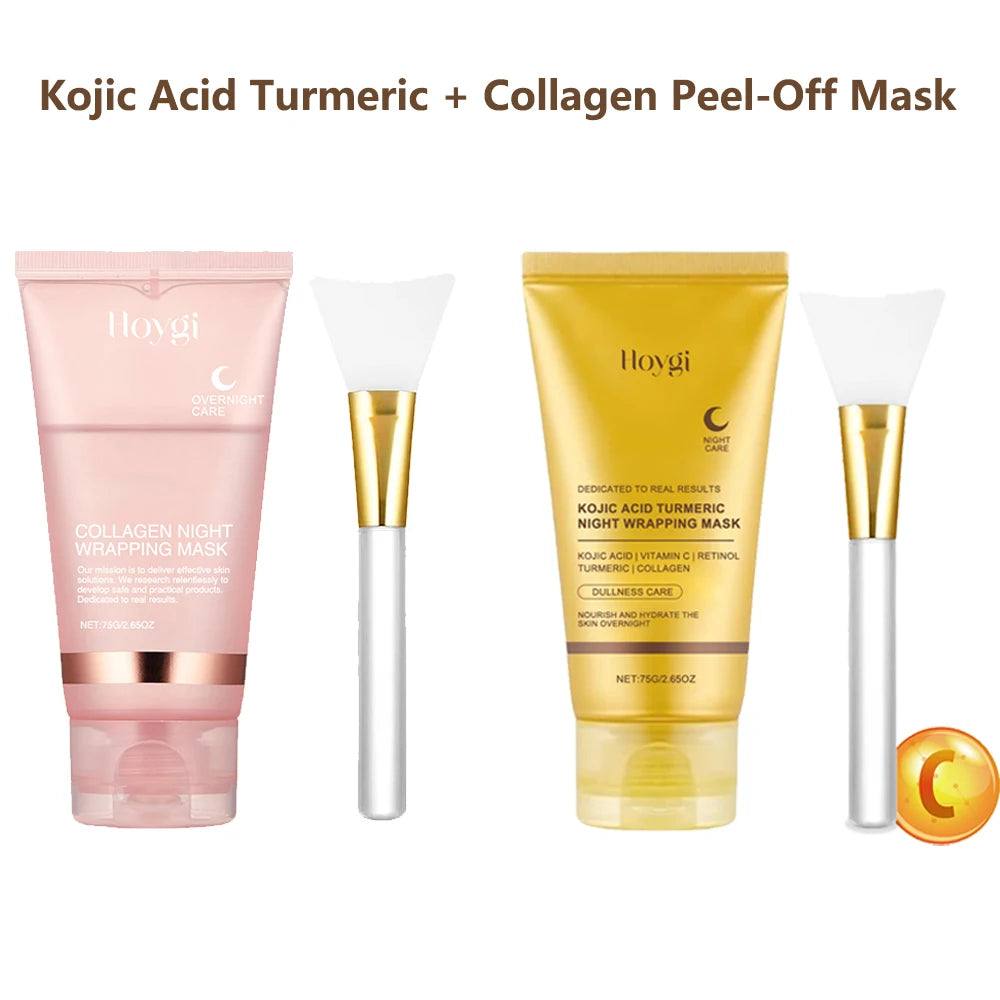 Collagen Peel-Off Face Mask + Kojic Acid & Turmeric Overnight Wrapping Mask
