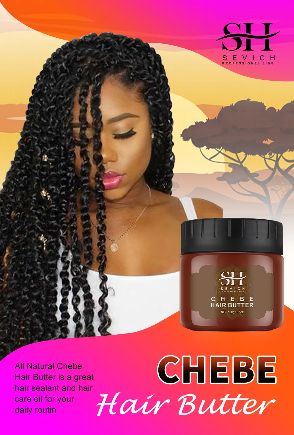 Chebe Anti-Hair Loss Set – Traction Alopecia Treatment Shampoo & Conditioner