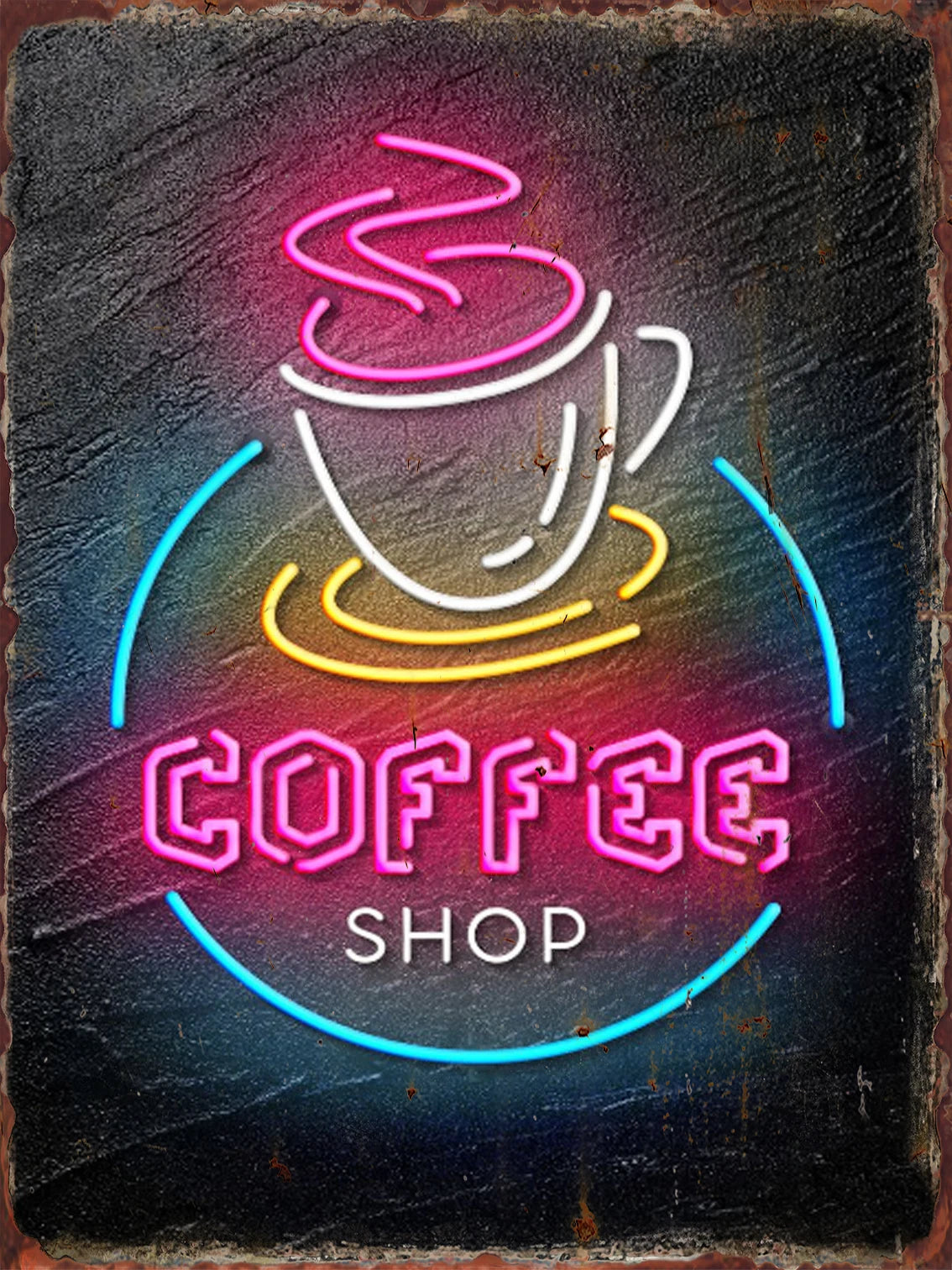 Vintage Neon Food Metal Tin Sign – Restaurant, Bar & Club Wall Decor Plaque