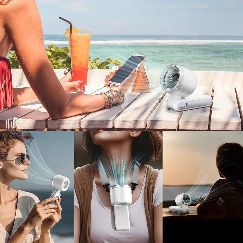 Hands-Free Neck Fan - USB Rechargeable, 5 Speeds