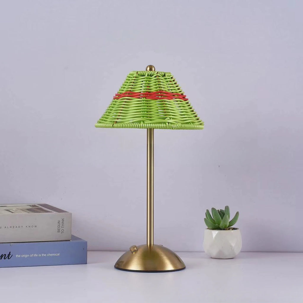 LED Rattan Rechargeable Retro Desk Lamp – Southeast Asian Style Atmosphere Light