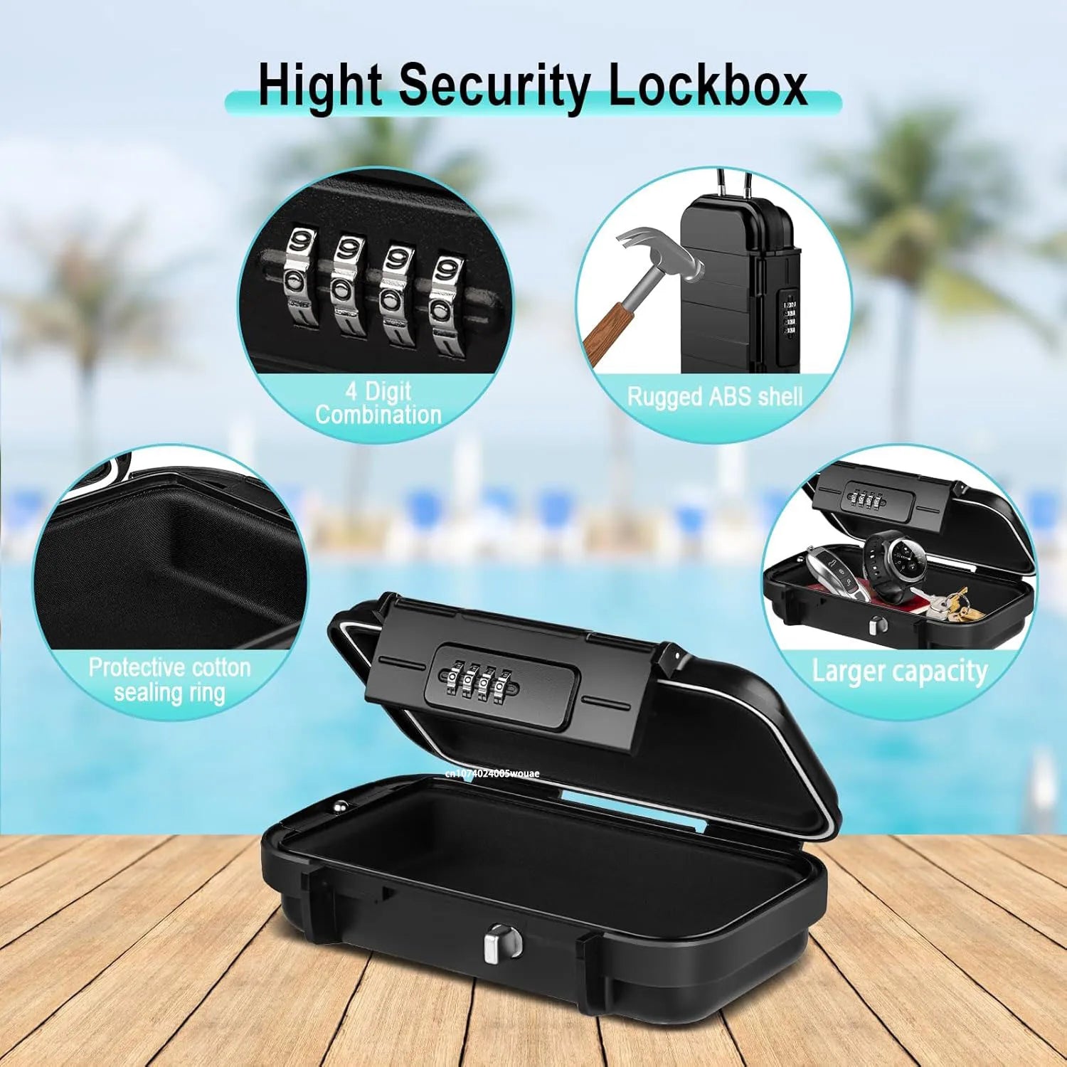 Travel Safe Lock Box - Waterproof Anti-Theft Beach Safe with Chain