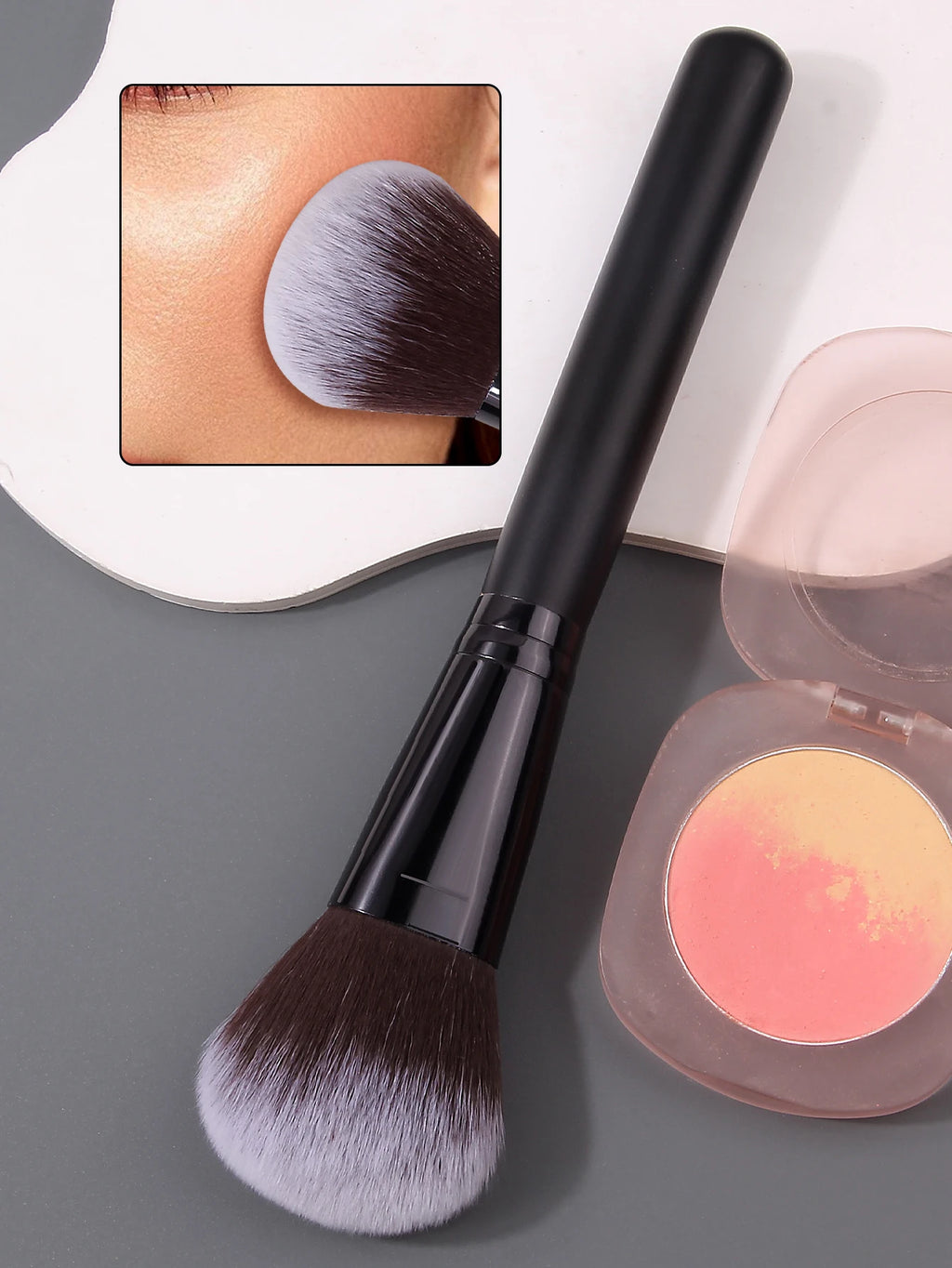 Professional Soft Powder Blush Makeup Brush – Black Wood Handle