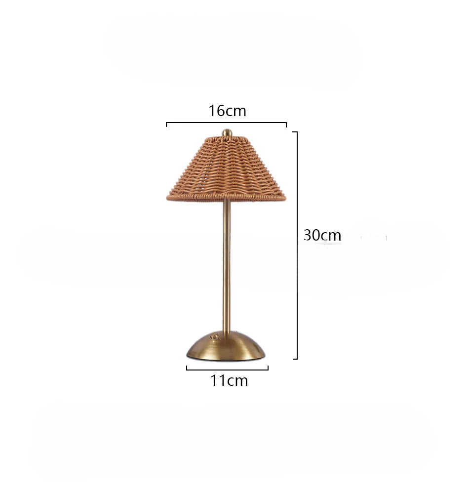 LED Rattan Rechargeable Retro Desk Lamp – Southeast Asian Style Atmosphere Light