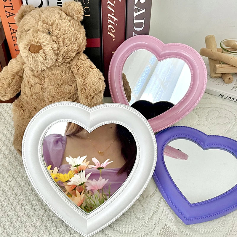 Heart-Shaped Decorative Cosmetic Mirror – Makeup & Room Decor