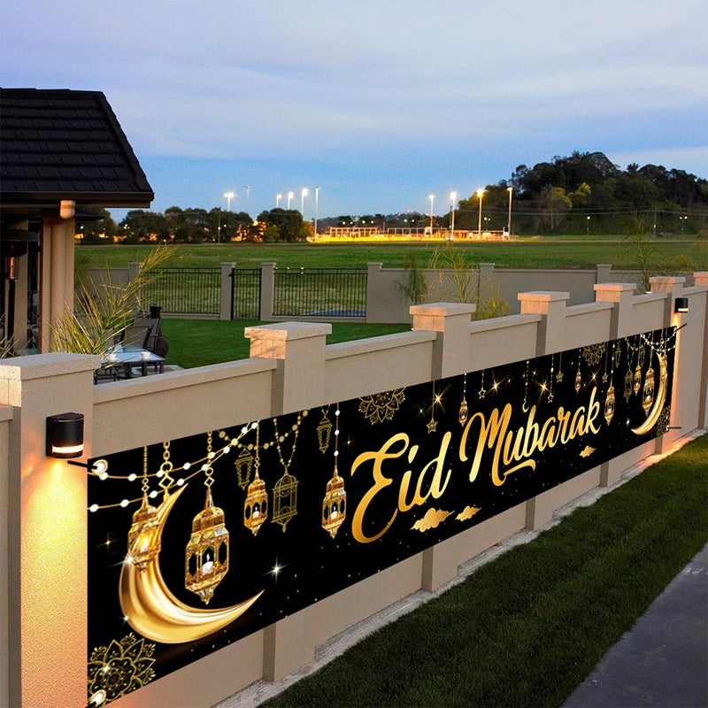 Eid Mubarak Outdoor Banner Flag – Ramadan Kareem Home & Party Decoration