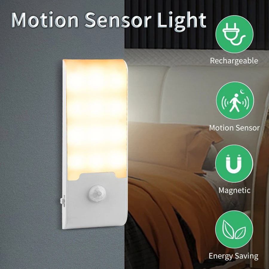 Motion Sensor LED Night Light – Rechargeable Cabinet, Wardrobe & Stair Lamp