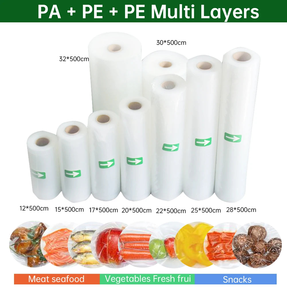 Food Vacuum Sealer Bags – BPA-Free Storage Roll (20cm x 500cm)