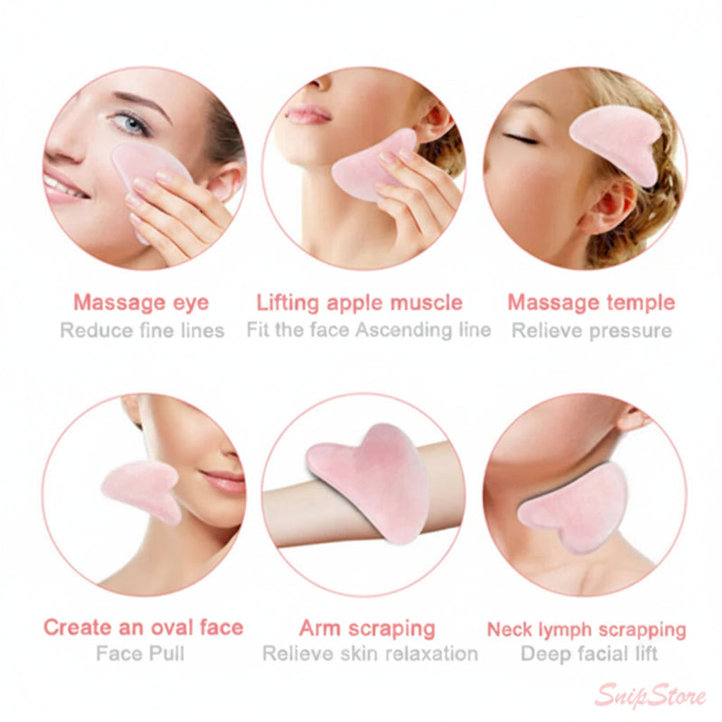 Gua Sha Face Massager & Scraper Tool - Rose Pink