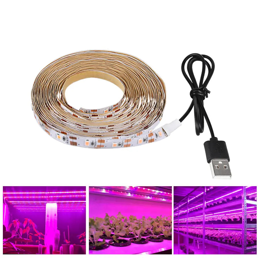 USB LED Grow Light Strip – Full Spectrum Plant Light 2m/3m for Vegetables & Seedlings