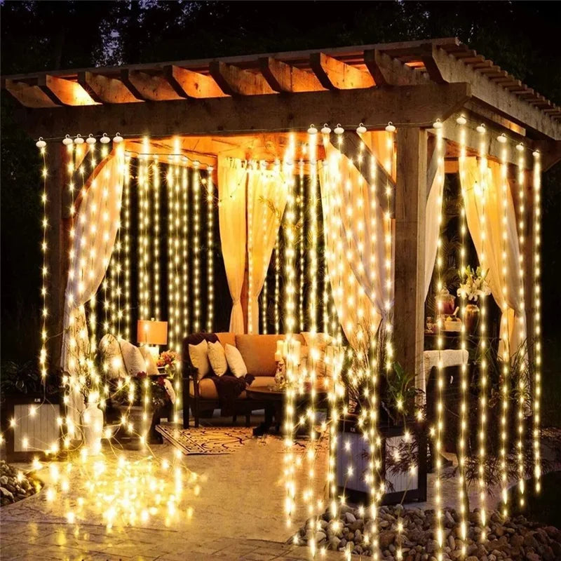Solar LED Curtain String Lights – 8 Modes for Garden, Party & Home Decor