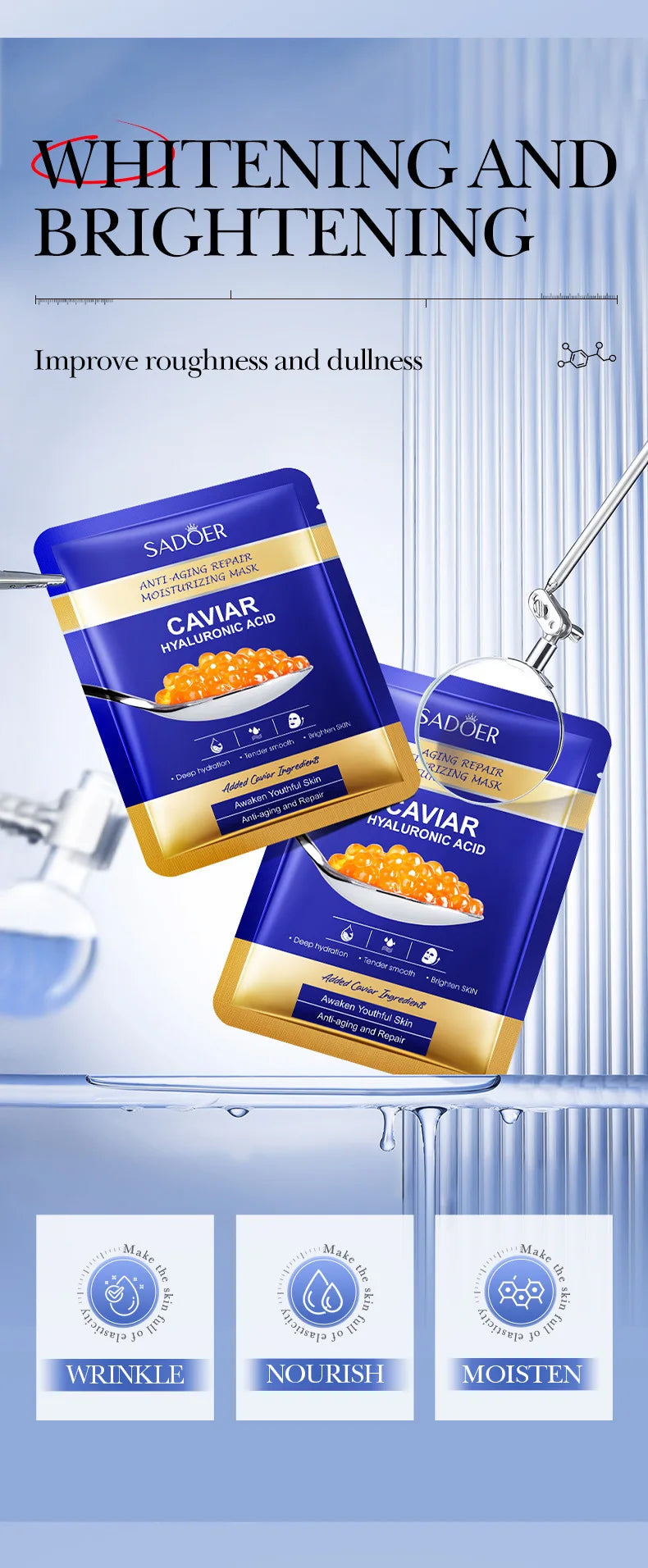 Caviar Hyaluronic Acid Face Masks – Firming & Hydrating (5 Pack)