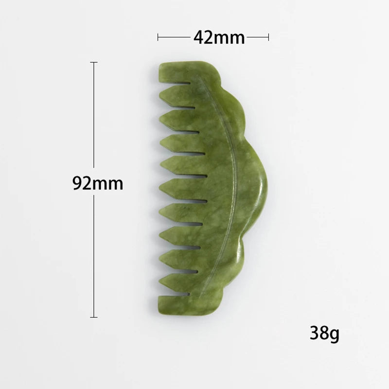 Natural Jade Comb & Gua Sha Board – Facial Massage & Body Scraping Tool
