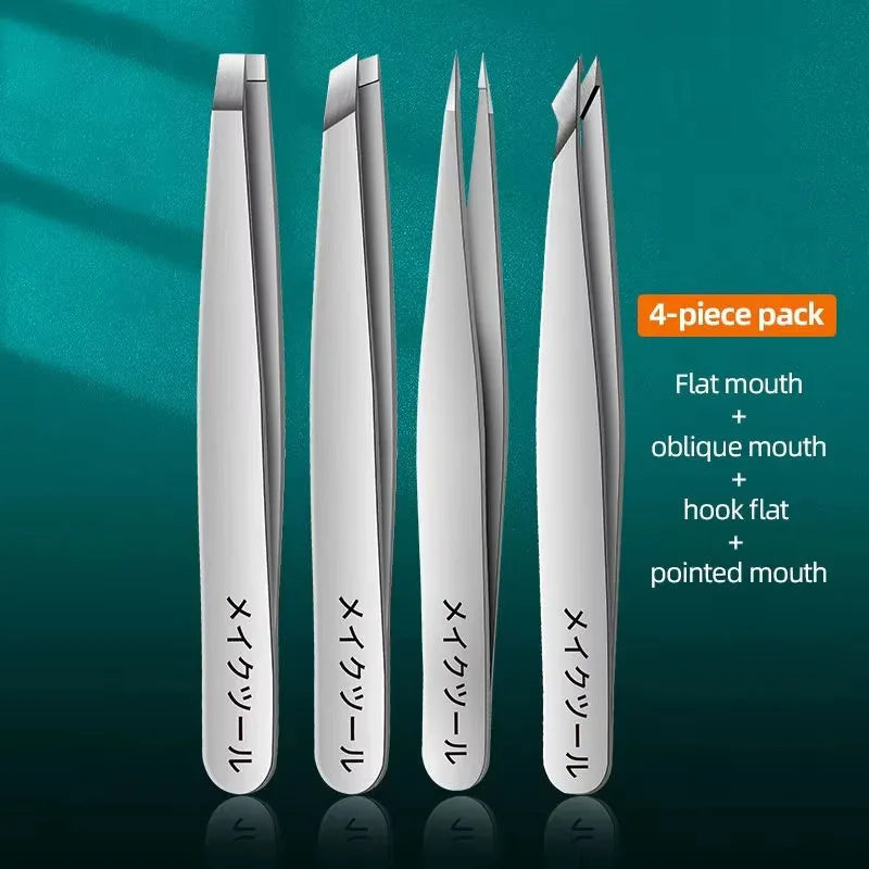 Stainless Steel Eyebrow Tweezers – Precision Slanted Tip