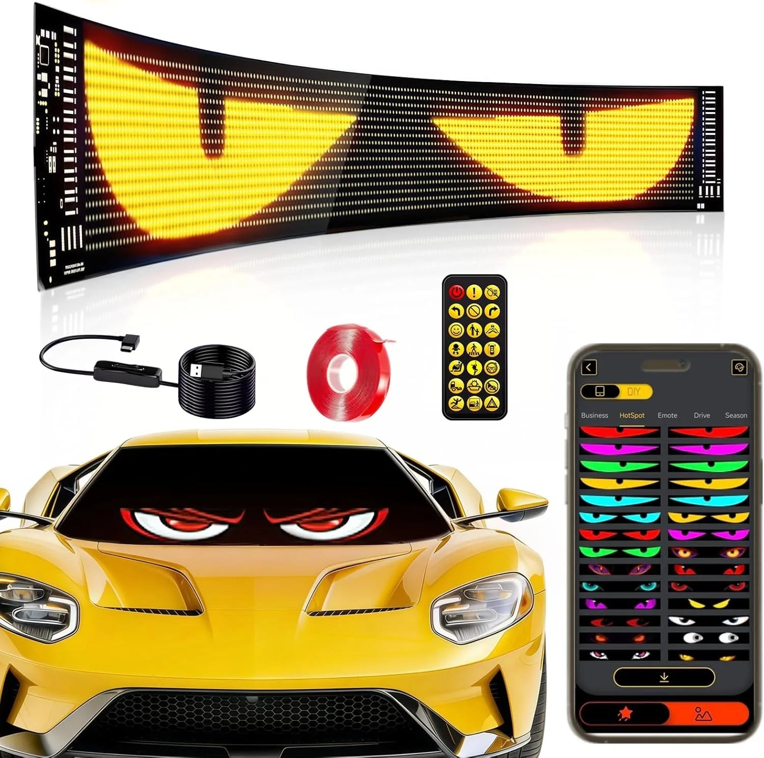 Smart RGB Flexible LED Car Rear Window Display – Bluetooth App Controlled