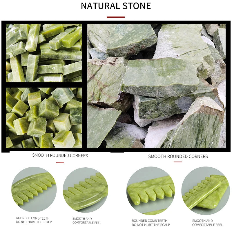 Natural Jade Comb & Gua Sha Board – Facial Massage & Body Scraping Tool