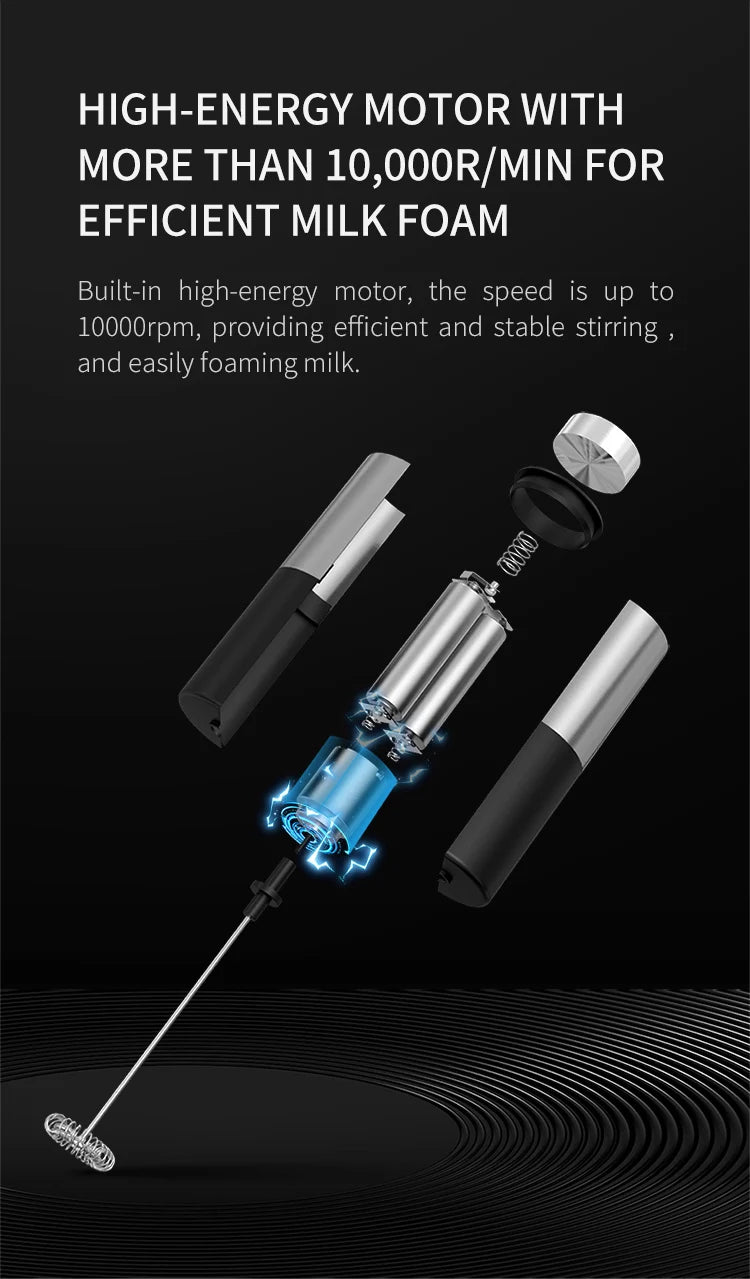 Rechargeable Handheld Milk Frother – Foam Maker for Lattes & Coffee
