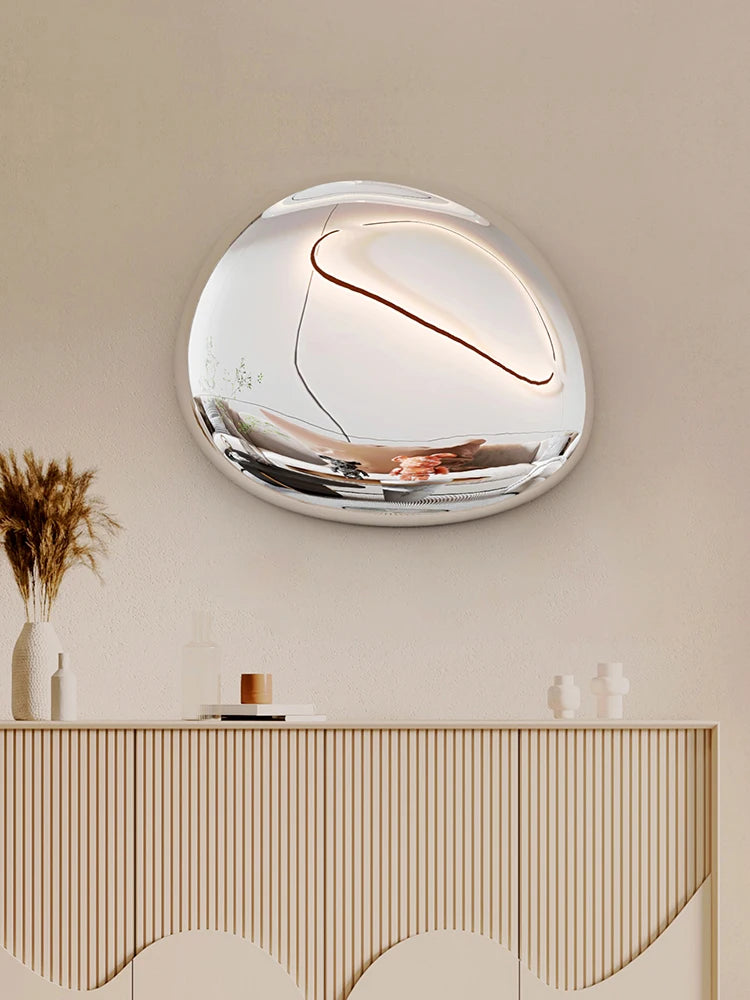 Water Drop Pebble Wall Art – Imitation Stainless Steel Living Room Decoration