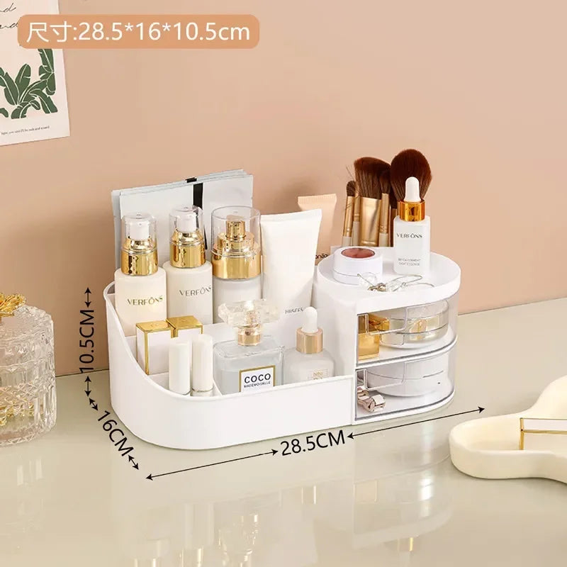 Makeup Organiser with Rechargeable Mirror – Large Capacity Cosmetic Display Case