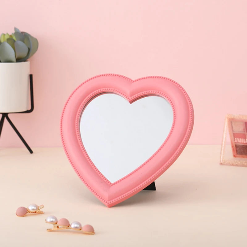 Heart-Shaped Decorative Cosmetic Mirror – Makeup & Room Decor