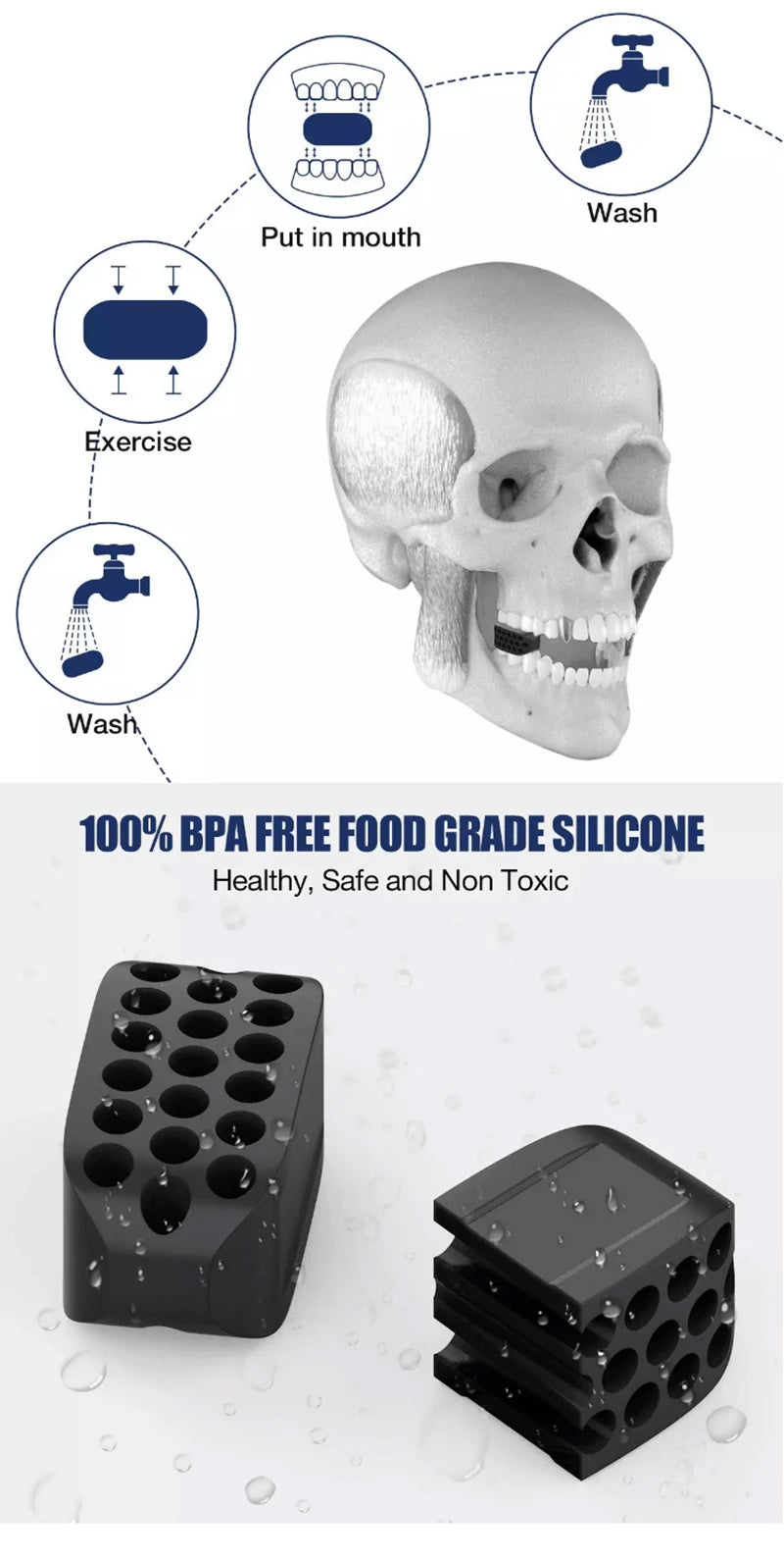 Silicone Jaw Exerciser & Facial Toner – Double Chin Reducer (2pk)